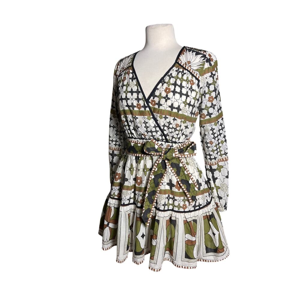 CLEOBELLA Women’s Emory Belted Puff Sleeve Printed Mini Dress - Picture 4 of 8